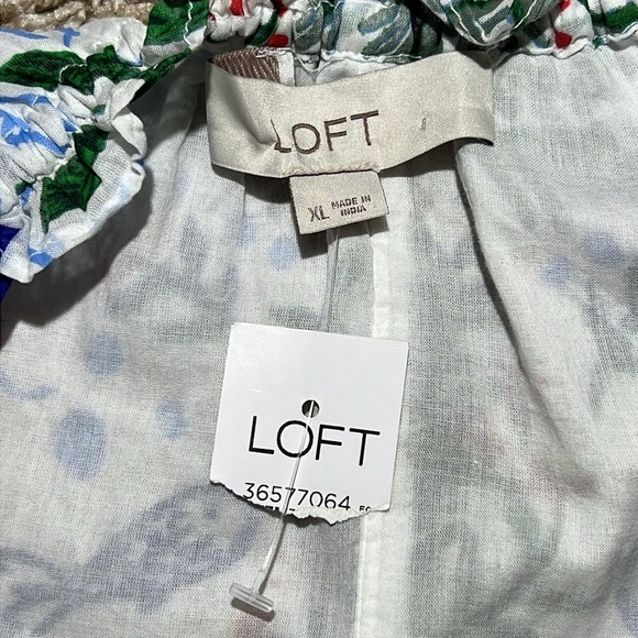 LOFT Mermaid Garden Tie Neck Midi Dress - Picture 7 of 7